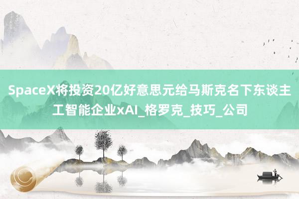 SpaceX将投资20亿好意思元给马斯克名下东谈主工智能企业xAI_格罗克_技巧_公司
