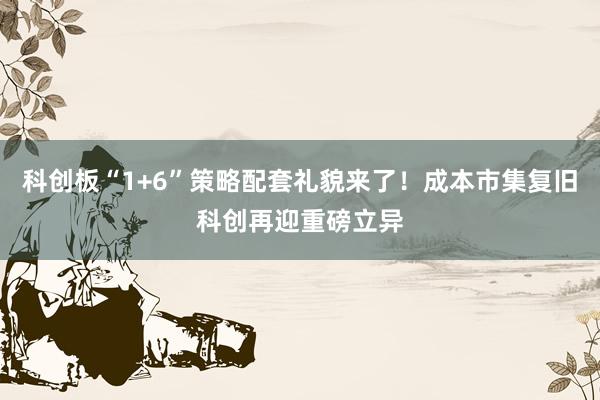 科创板“1+6”策略配套礼貌来了！成本市集复旧科创再迎重磅立异