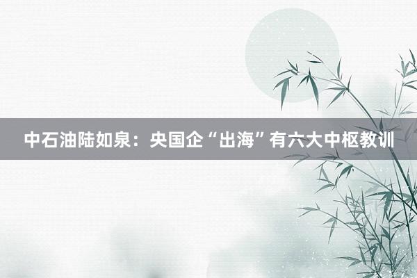 中石油陆如泉：央国企“出海”有六大中枢教训