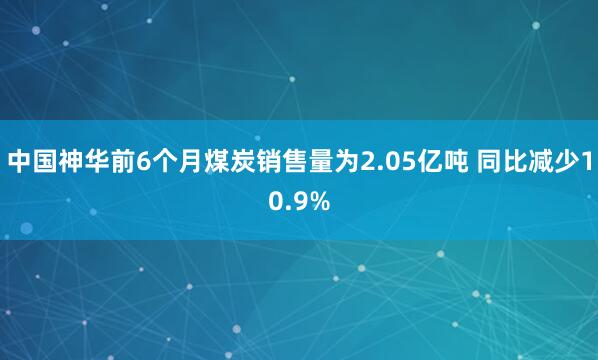 中国神华前6个月煤炭销售量为2.05亿吨 同比减少10.9%