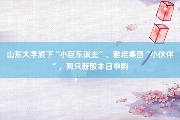 山东大学旗下“小巨东谈主”、雅培集团“小伙伴”，两只新股本日申购