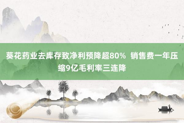 葵花药业去库存致净利预降超80%  销售费一年压缩9亿毛利率三连降