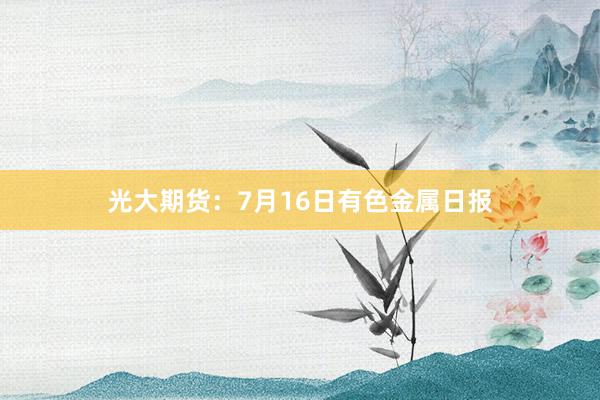 光大期货：7月16日有色金属日报