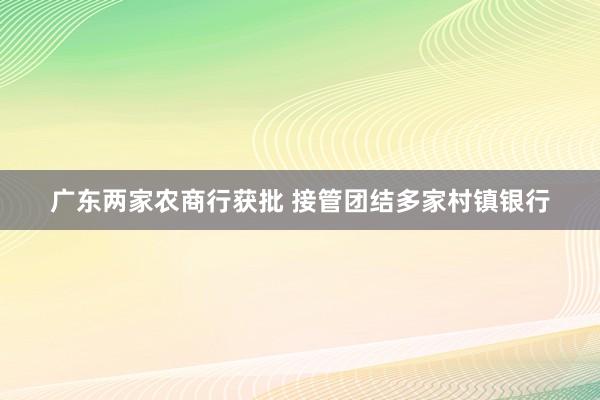 广东两家农商行获批 接管团结多家村镇银行