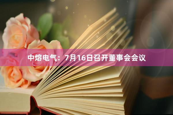中熔电气：7月16日召开董事会会议