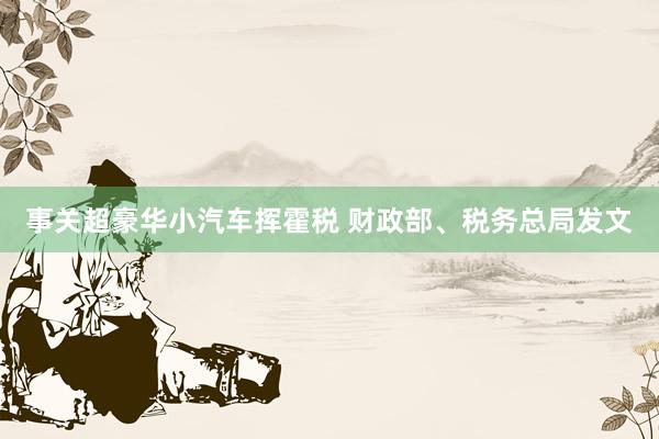 事关超豪华小汽车挥霍税 财政部、税务总局发文