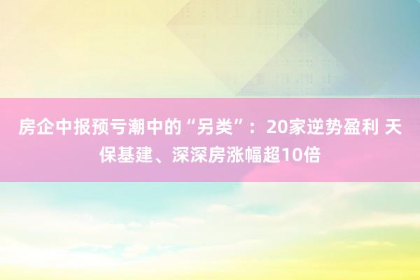 房企中报预亏潮中的“另类”：20家逆势盈利 天保基建、深深房涨幅超10倍