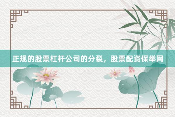 正规的股票杠杆公司的分裂，股票配资保举网