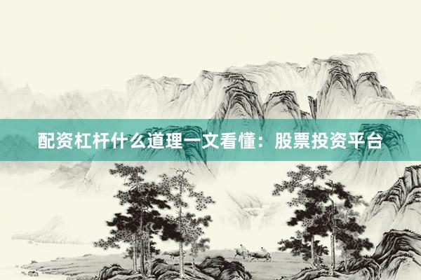 配资杠杆什么道理一文看懂：股票投资平台