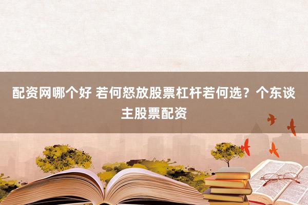配资网哪个好 若何怒放股票杠杆若何选？个东谈主股票配资