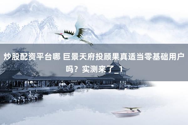 炒股配资平台哪 巨景天府投顾果真适当零基础用户吗？实测来了_1