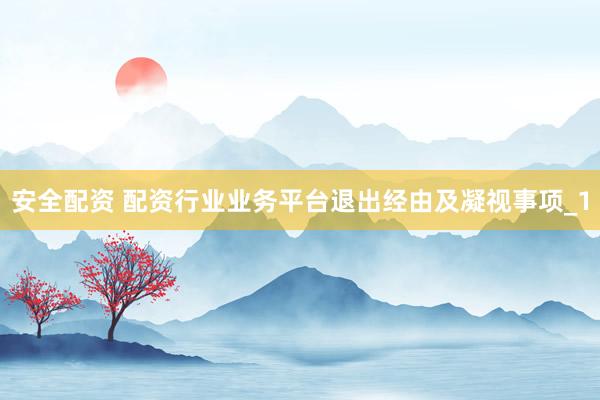 安全配资 配资行业业务平台退出经由及凝视事项_1