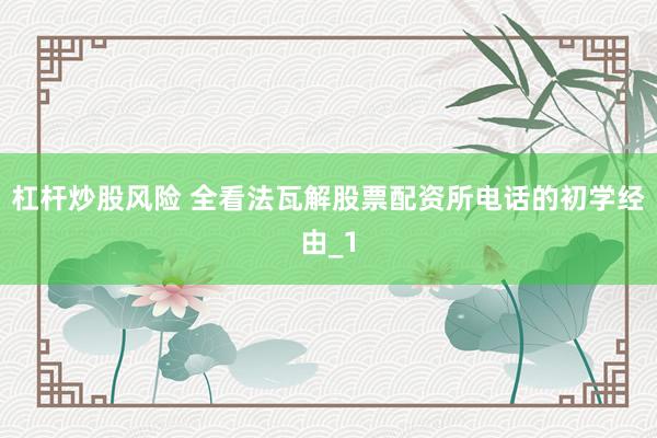 杠杆炒股风险 全看法瓦解股票配资所电话的初学经由_1