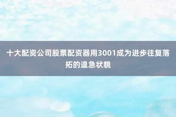 十大配资公司股票配资器用3001成为进步往复落拓的遑急状貌