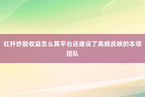 杠杆炒股收益怎么算平台还建设了高频反映的本领团队
