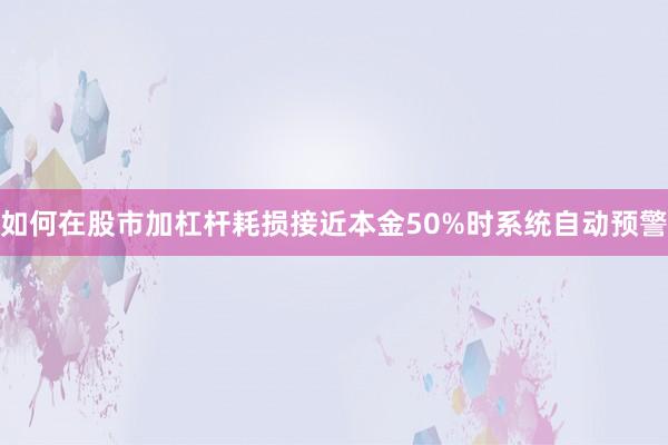 如何在股市加杠杆耗损接近本金50%时系统自动预警