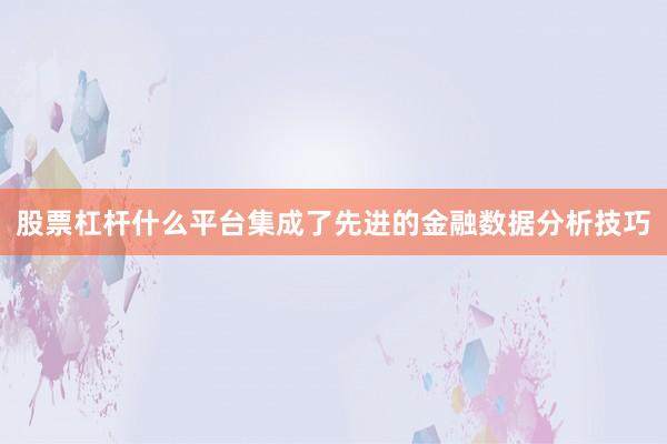 股票杠杆什么平台集成了先进的金融数据分析技巧