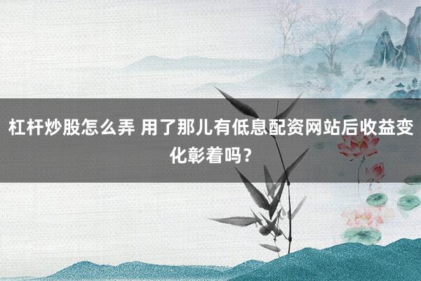 杠杆炒股怎么弄 用了那儿有低息配资网站后收益变化彰着吗？