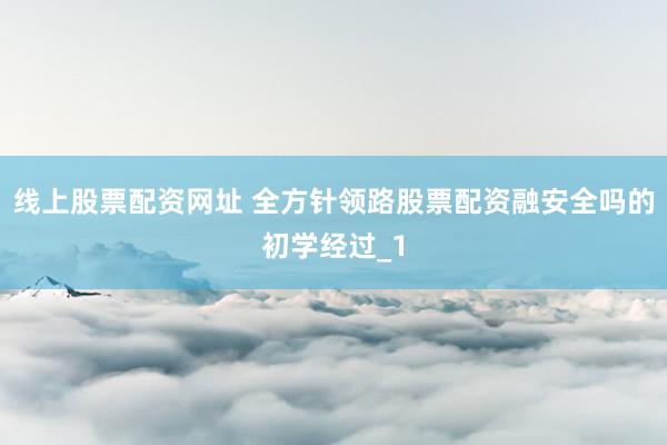 线上股票配资网址 全方针领路股票配资融安全吗的初学经过_1