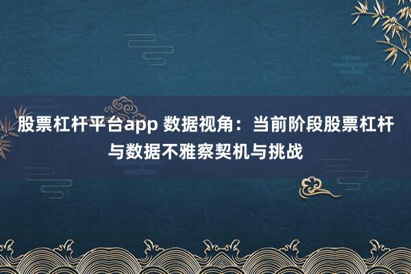 股票杠杆平台app 数据视角：当前阶段股票杠杆与数据不雅察契机与挑战