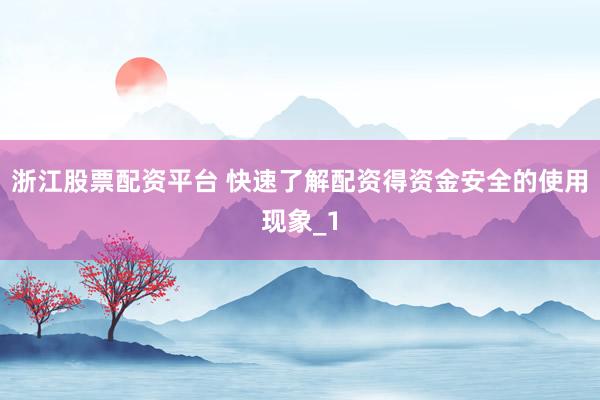 浙江股票配资平台 快速了解配资得资金安全的使用现象_1