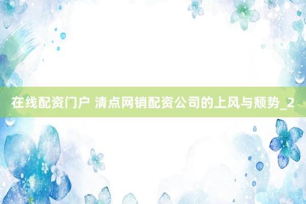 在线配资门户 清点网销配资公司的上风与颓势_2