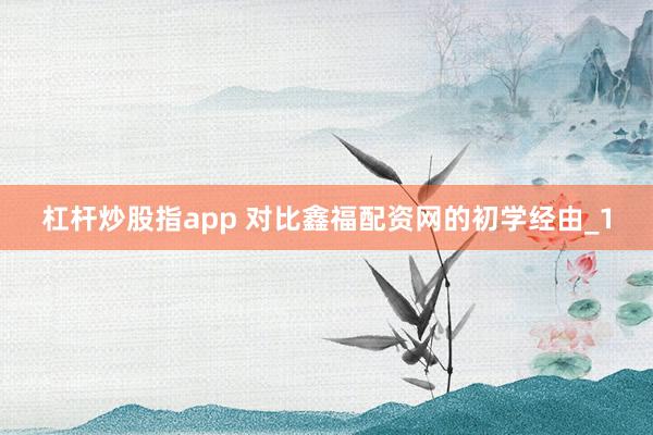 杠杆炒股指app 对比鑫福配资网的初学经由_1